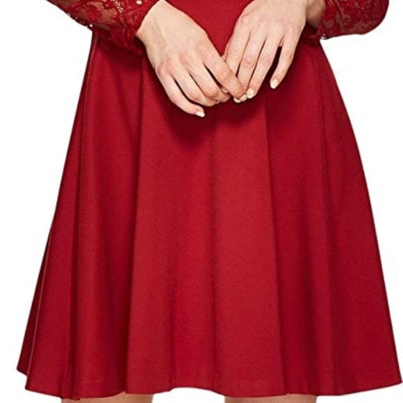 BB Dakota Dennett red lace off the shoulder dress - Picture 3 of 10